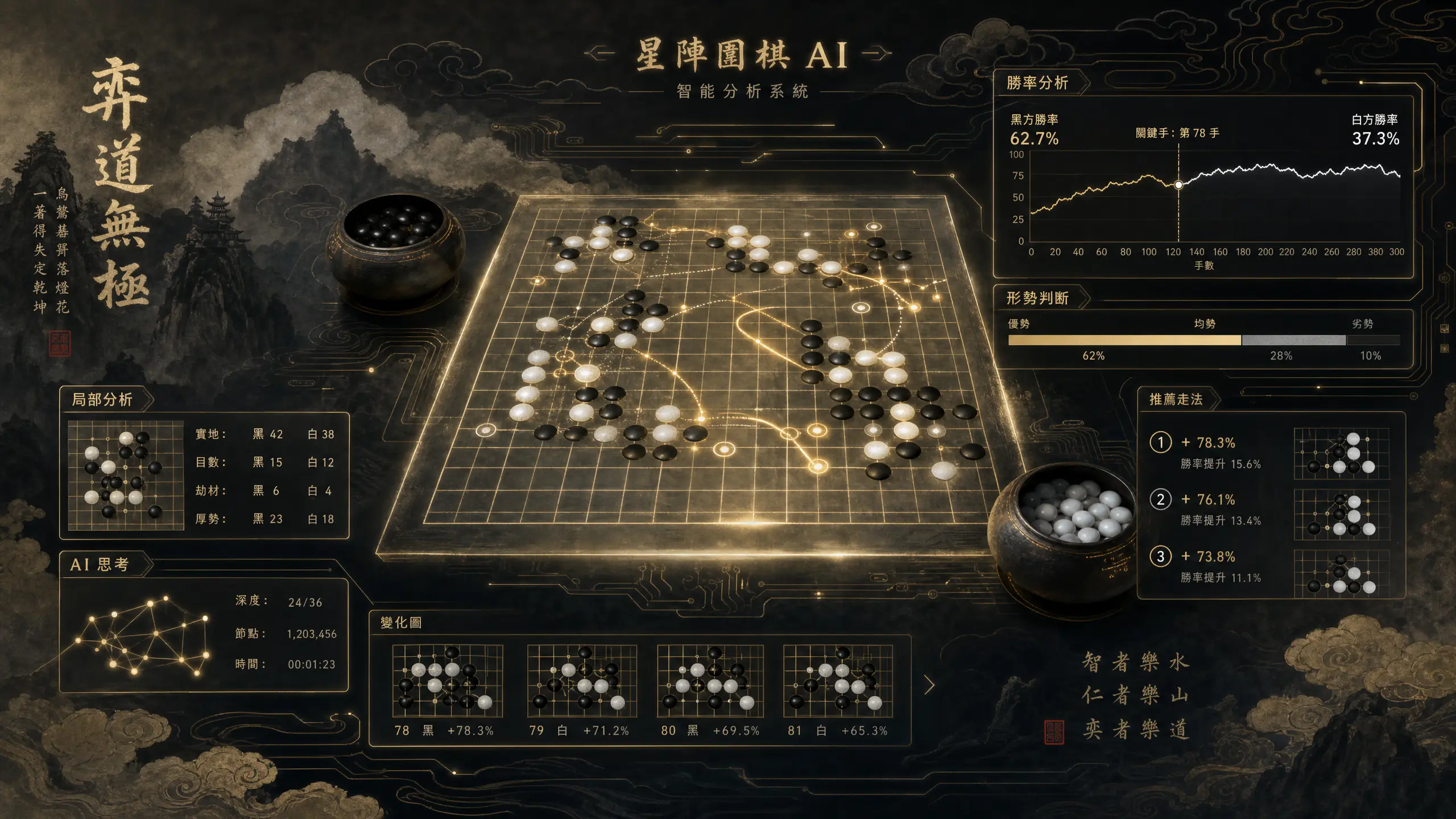 AI智能对弈与复盘分析系统界面