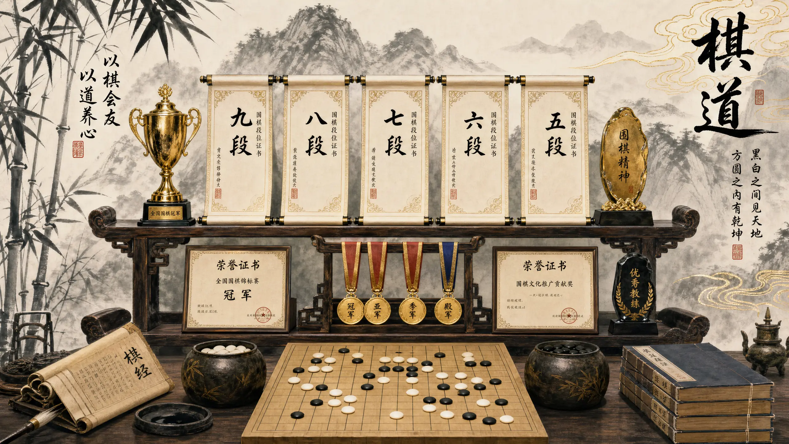 围棋段位证书与荣誉展示